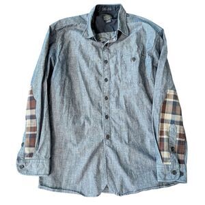 Pendleton Blue Casual Shirt  Denim and Wool Shirt With Elbow Patches